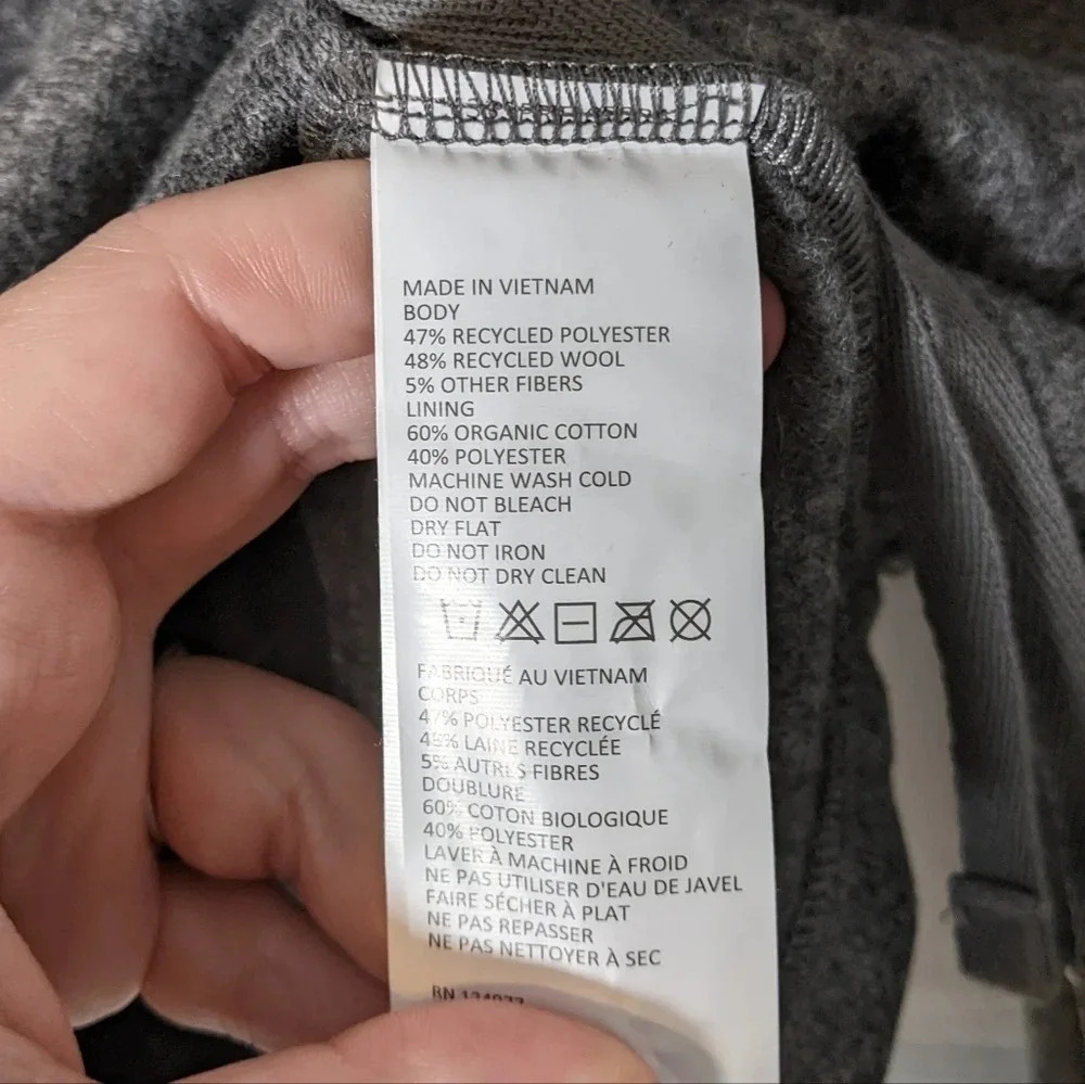 Prana Recycled Wool Blend Hooded Ziller Sweatshirt in Heather Grey Size XS - Picture 11 of 12